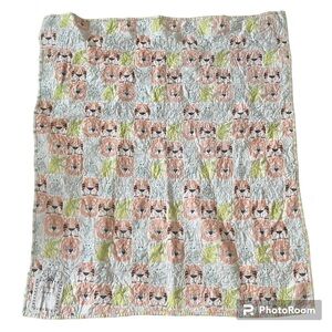 Quilted baby blanket lion tiger elephant hippo design